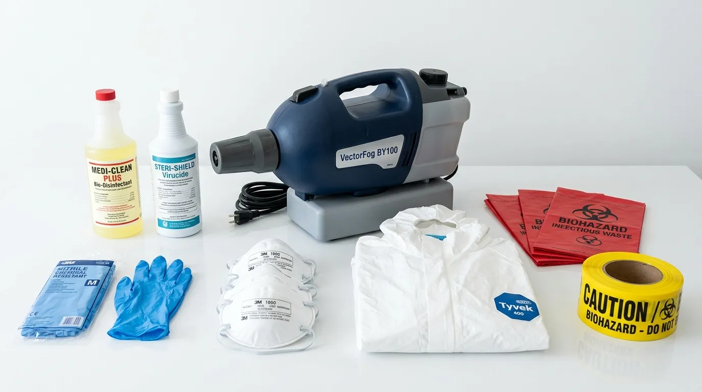 Professional biohazard remediation crew working in Mendota