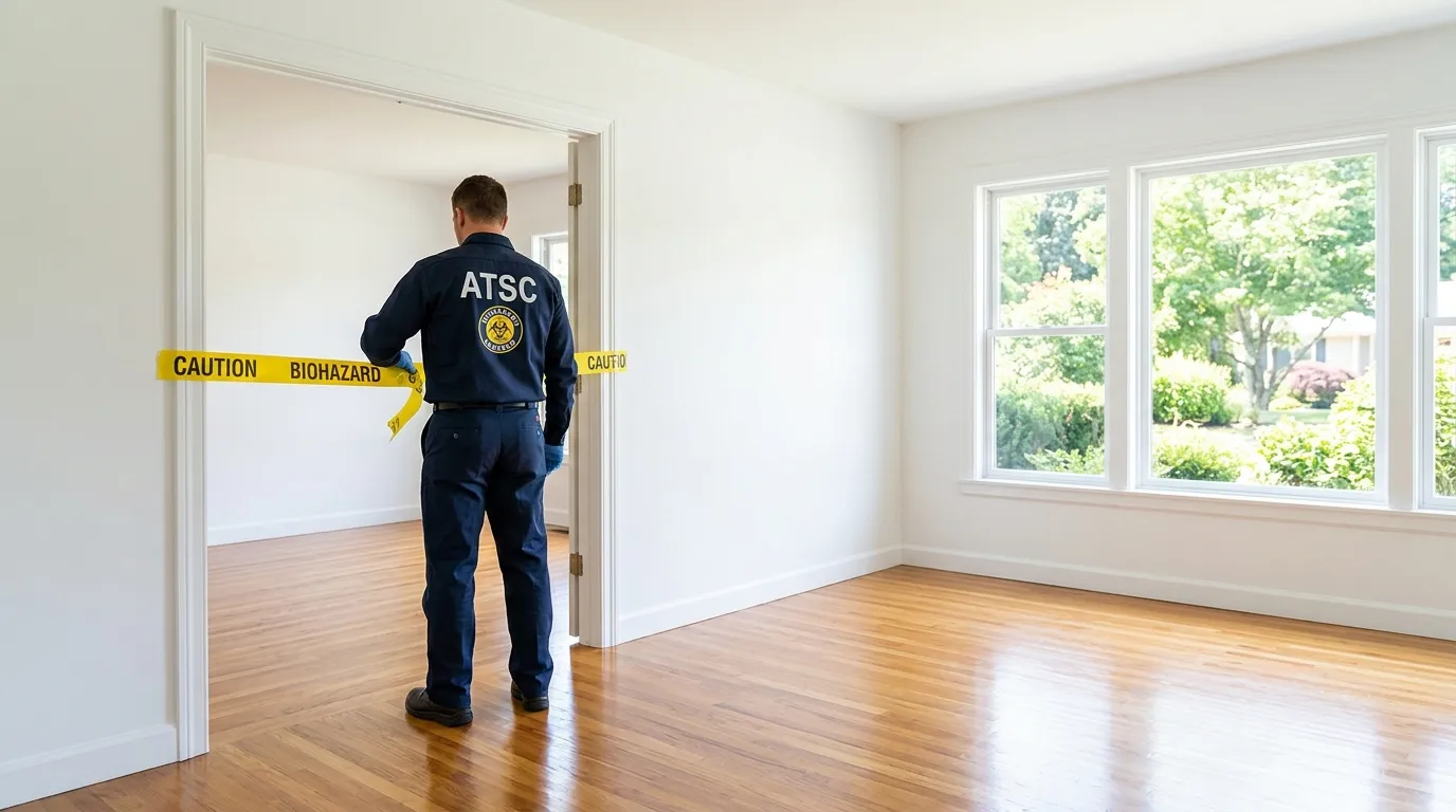 Certified biohazard cleanup crew performing Trauma Scene Cleanup in Mendota